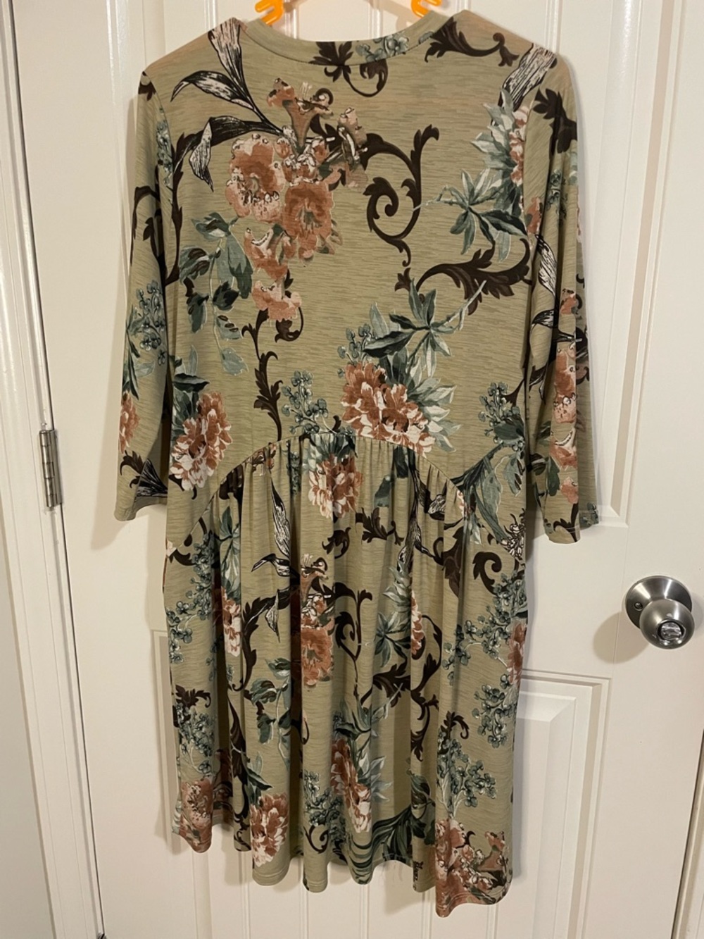 Honeyme Olive Green Floral Boho Mini Dress - Picture 5 of 6